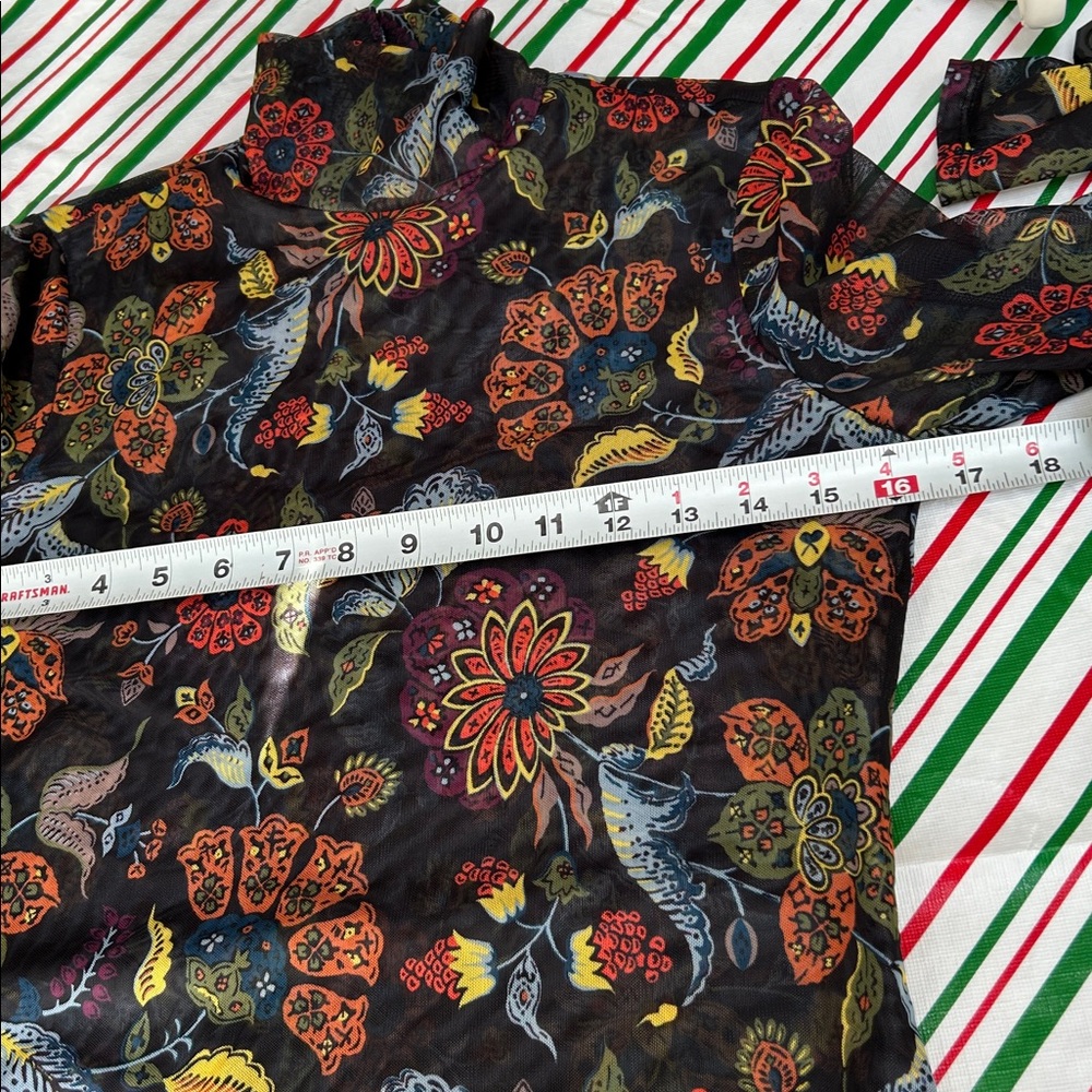 cinq à sept floral mesh mock neck long sleeve top size small - Picture 10 of 12